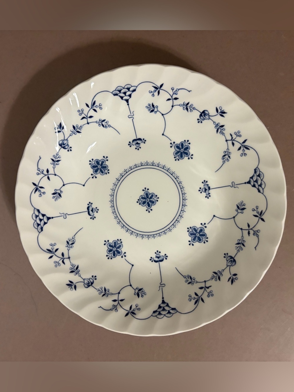 Finlandia by Churchill Rim Pasta Soup Bowl White and Blue Floral set of 2 bowls